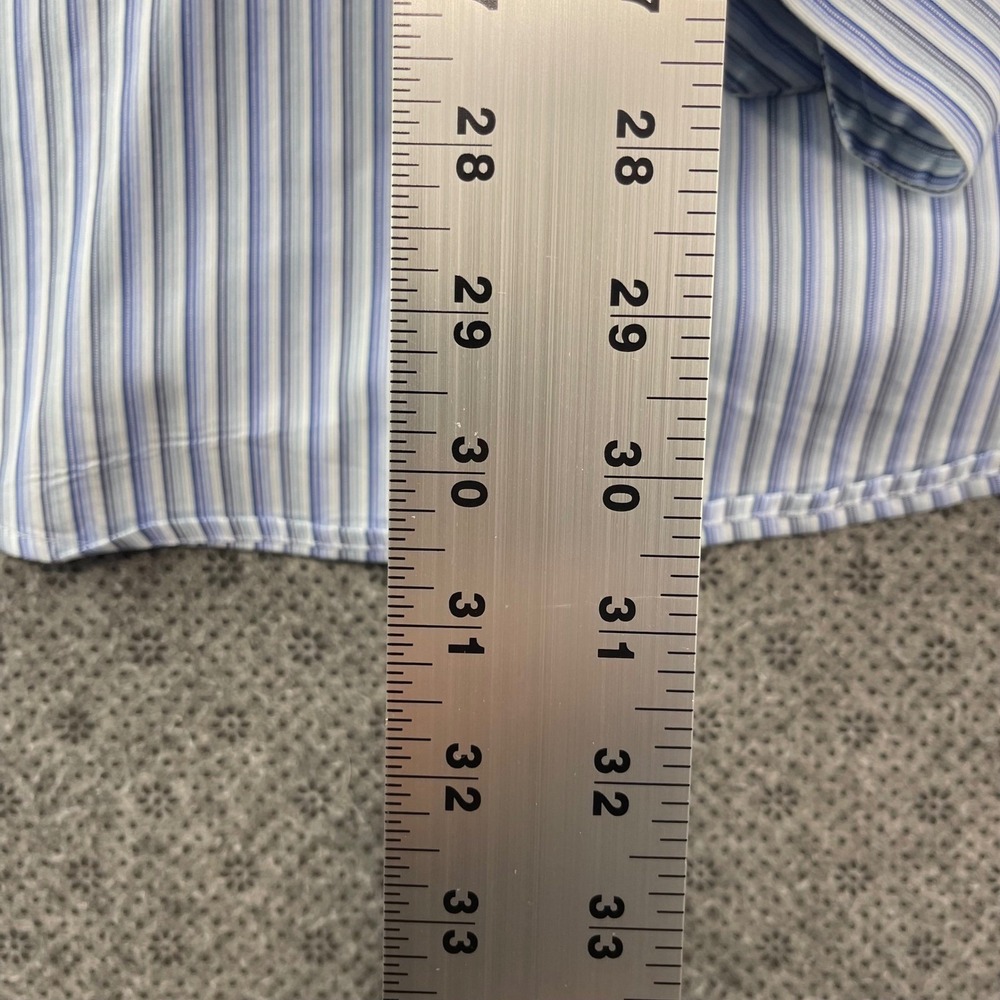Vintage Lot 2 Ateseta Firenze Mens Dress Shirts 16.5 42 Blue Striped Solid Italy - Picture 11 of 16